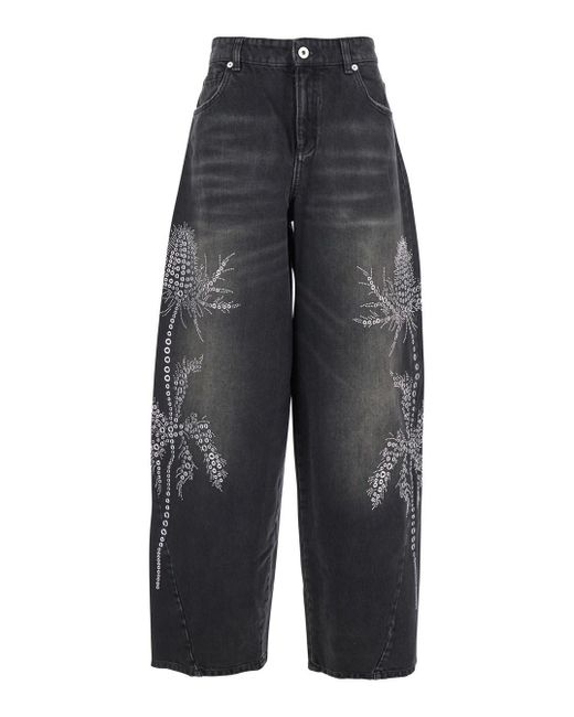 Blumarine Women's Gray Jeans With Belt Loops And Embroidery On The Front