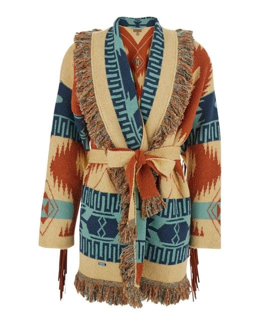 Alanui Blue Cardigan 'Golden Dusk'