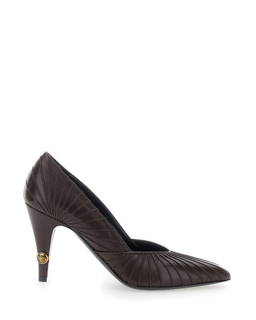 Versace Brown Gianni Pump Leather Leather Pumps For