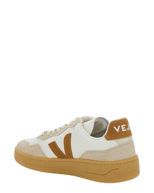Veja White Sneaker With Side Logo And Perforated Toe