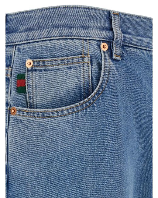 Gucci Blue Light Jeans With Rossa Ancora Patch for men