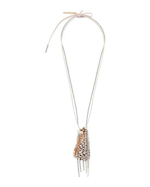 Dries Van Noten White Metallic 'Necklace' Necklace With Unique Metal Details For