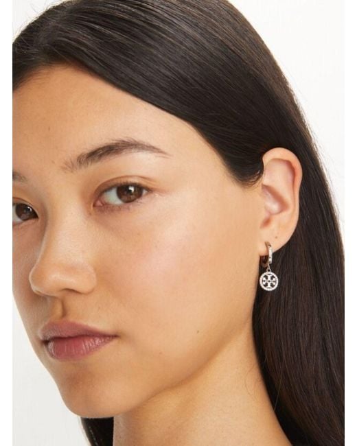 Tory Burch White Earrings Icon Plated