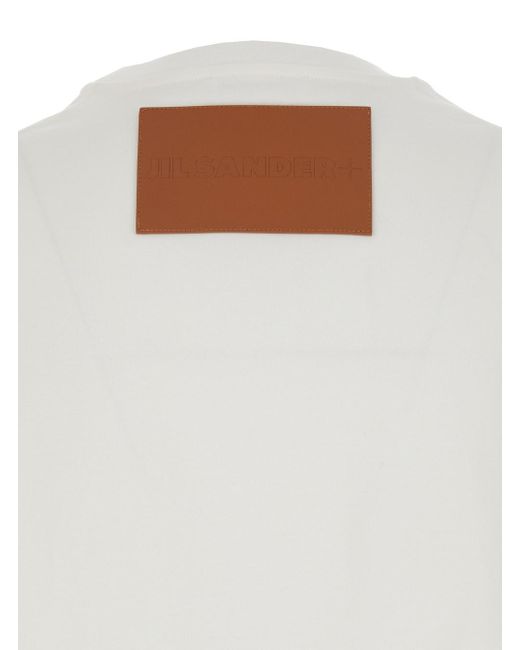 Jil Sander White Crew Neck T-Shirt With Embossed Logo