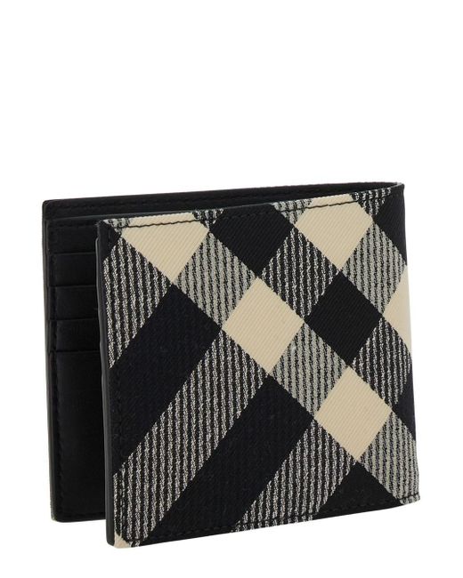 Burberry Black Check Patterned Bi-fold Wallet for men