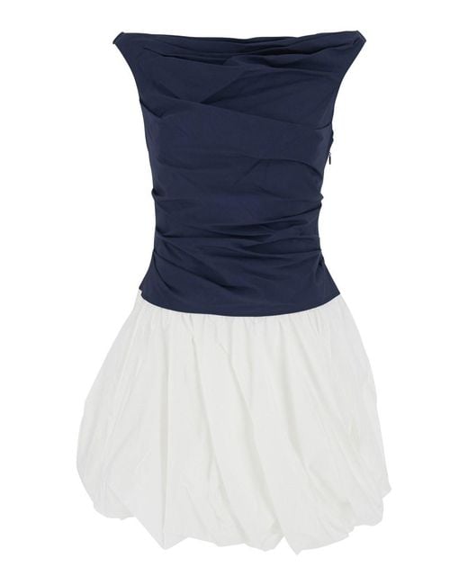 Jonathan Simkhai Blue Mini Dress Salina Cotton Blend
