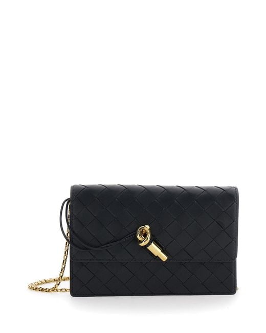 Bottega Veneta Black Crossbody Bag 'Andiamo' With Intreccio Motif And