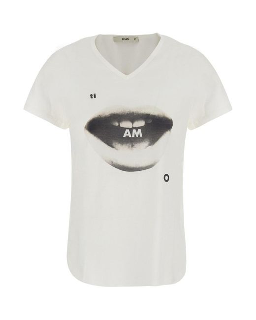 Fendi White T-Shirt .J.Ti Amo Print