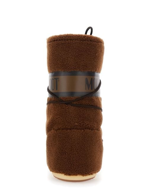 Moon Boot Brown 'Icon' Snow Boots With Maxi Logo Print On The Side