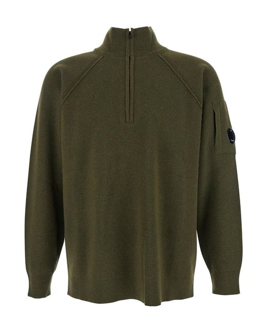 C P Company Green Turtle Neck Sweaters for men