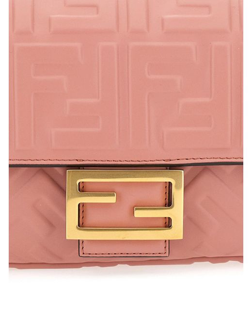 Fendi Pink 'Baguette' Shoulder Bag With Removable Shoulder Strap