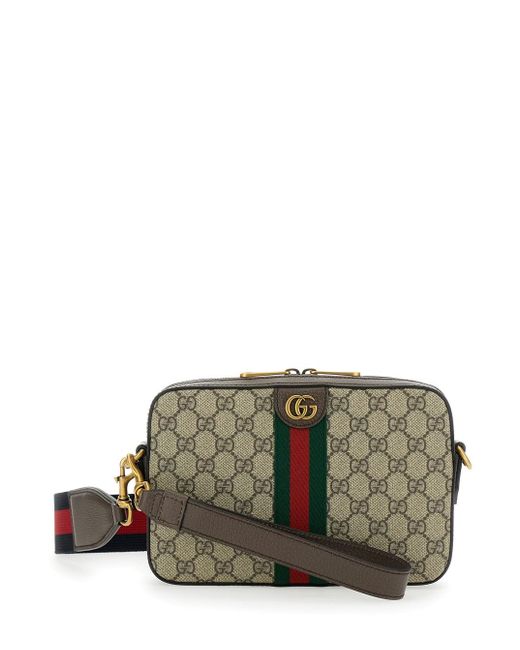 Borsa A Tracolla 'Ophidia' Con Motivo Gg Supreme All-Over di Gucci in Green da Uomo