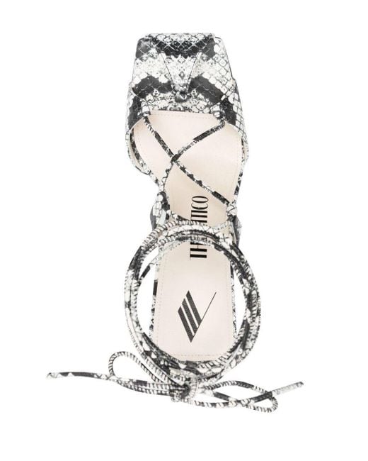 The Attico White Adele 105mm Snakeskin-print Sandals