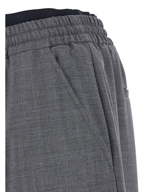 MSGM Gray Elastic Drawstring Waist Pants for men