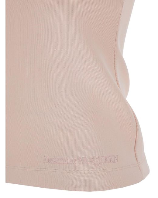 Alexander McQueen Natural Tank Top With U Neckline