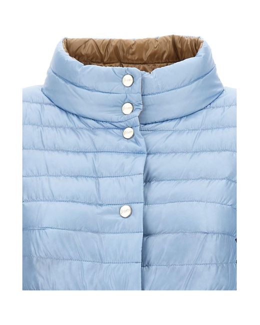 Herno Blue Light And Down Jacket With Branded Buttons