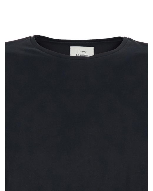 Loulou de Saison Blue Crew Neck T-Shirt With Dropped Shoulders