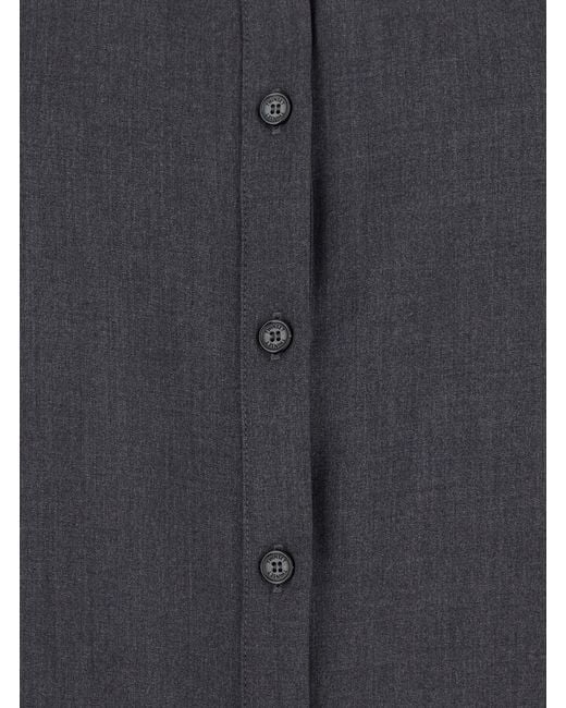 Twinset Gray Shirt With Classic Collar And Logo Plaque On The Rear In
