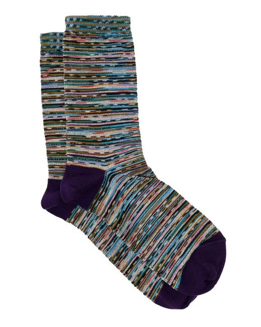 Missoni Blue Short Socks In Lightweight Knit Woman