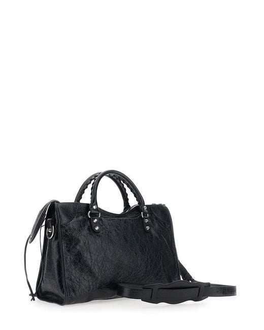 Balenciaga Black 'Le City Bag' Medium Handbag With Adjustable And Remo