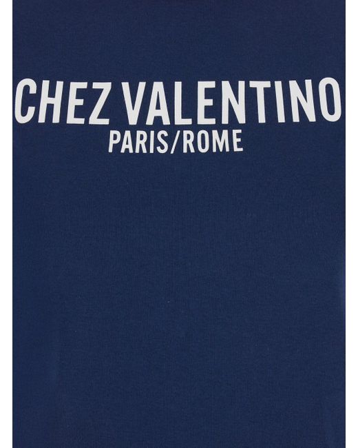 Valentino Blue T-Shirt With Chez Print On The Front