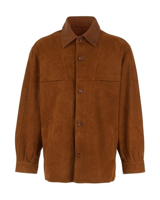 sunflower Brown 'Jacket' With Classic Collar And Two Suede Front Pocke for men