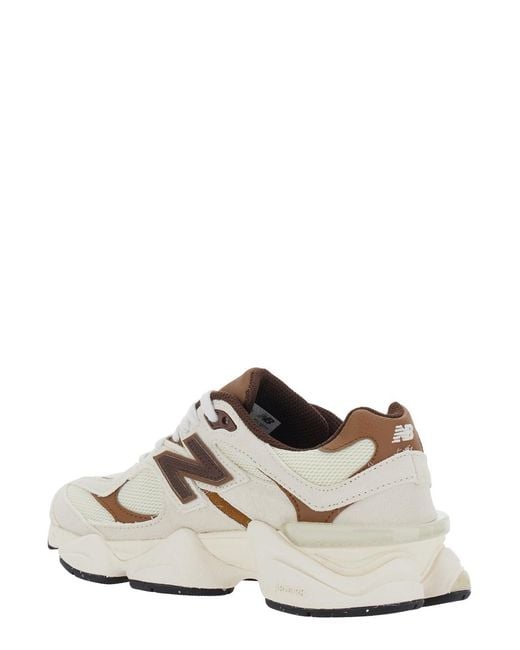 New Balance White 9060 With Tech Fabric Upper And Rubber Sole