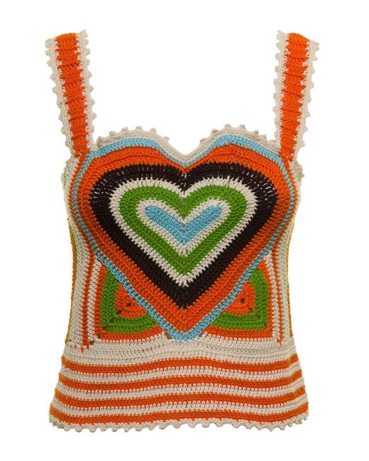 ANDERSSON BELL Multicolor Woman's Love Riri Crochet Cotton Tank Top