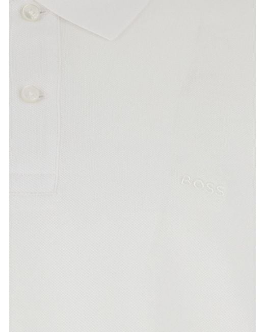 Boss White Polo With Button Closure for men