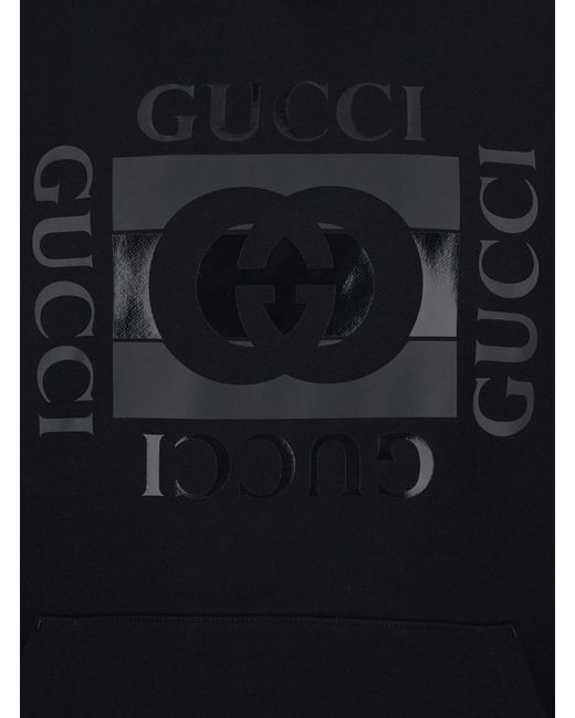 Gucci Blue Sweatshirt With Hood With Drawstring And Front Logo for men