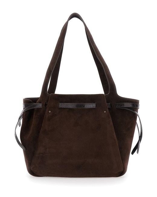 Tory Burch Black Shoulder Bag 'Romy' With Suede Details For