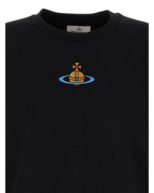 Vivienne Westwood Black Crewneck Sweatshirt With Orb Print for men