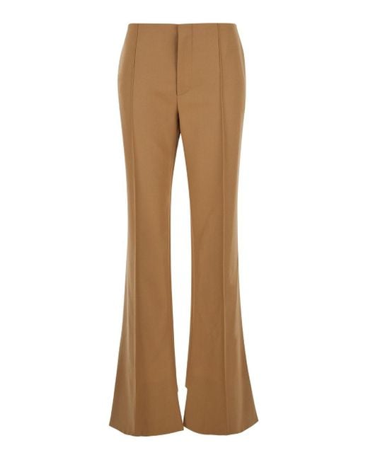 Chloé Natural Flared Pants With Asymmetric Hem