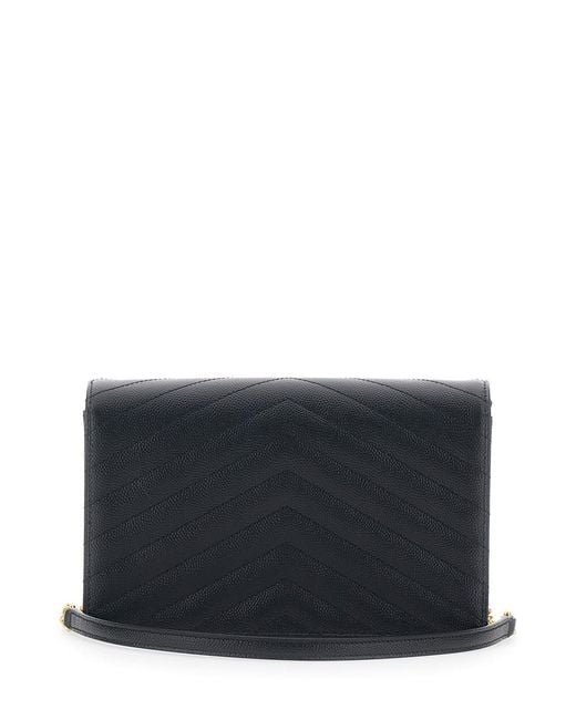 Saint Laurent Blue Envelope Clutch 'Cassandre' With Chain Strap