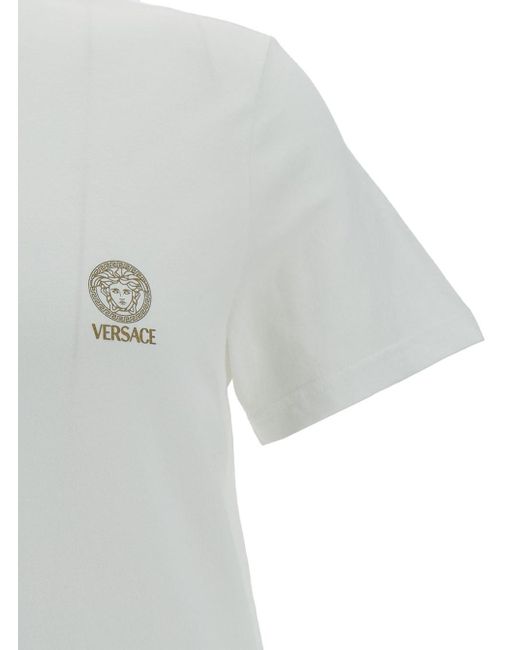 Versace Gray Crewneck T-Shirt With Medusa Logo Print for men