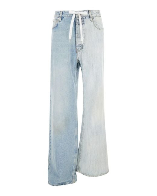 Balenciaga Blue 'Fifty-Fifty' Light Jeans With Asymmetric Legs