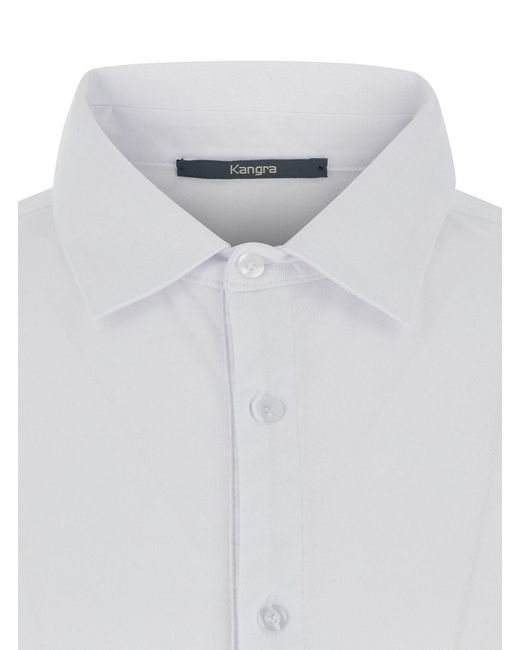 Kangra White Shirt With Classic Collar And Button Closure On The Front for men