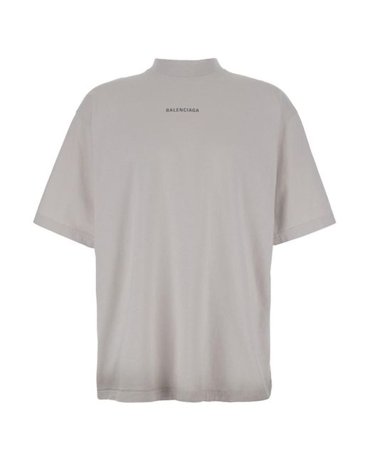 Balenciaga T-Shirt With Logo Lettering in Gray for Men | Lyst