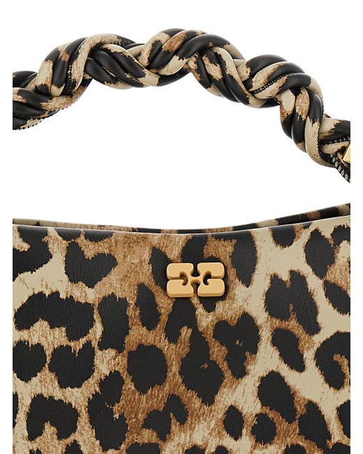 Borsa A Tracolla 'Bou' Piccola Con Placca Logo Sul Fronte E Moti di Ganni in Metallic