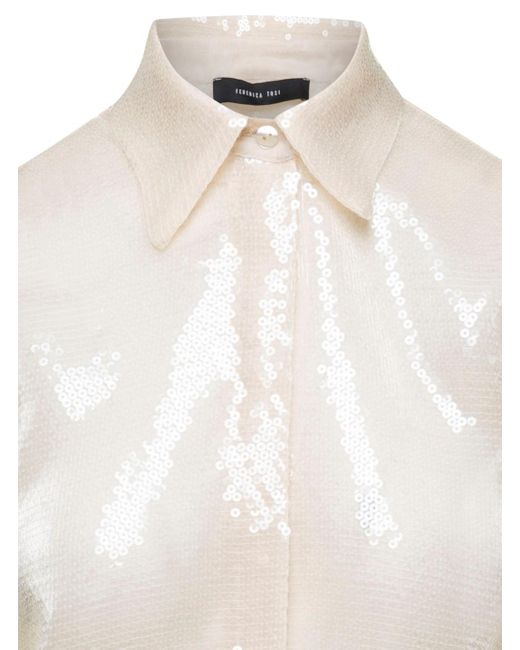 FEDERICA TOSI White Cream Shirt With Sequins All Over