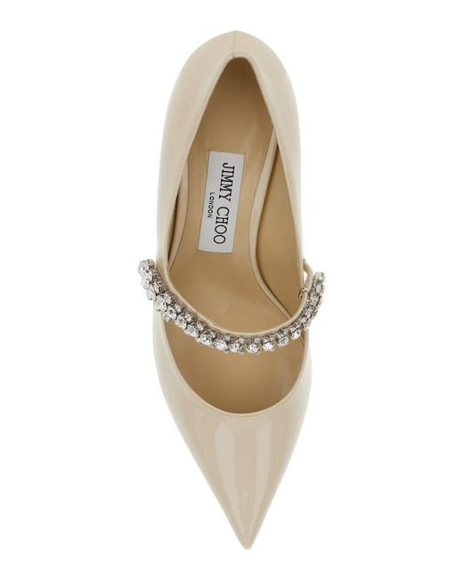 Jimmy Choo Natural 'Bing' Pumps With Crystal Embellishments And High Cone Heel