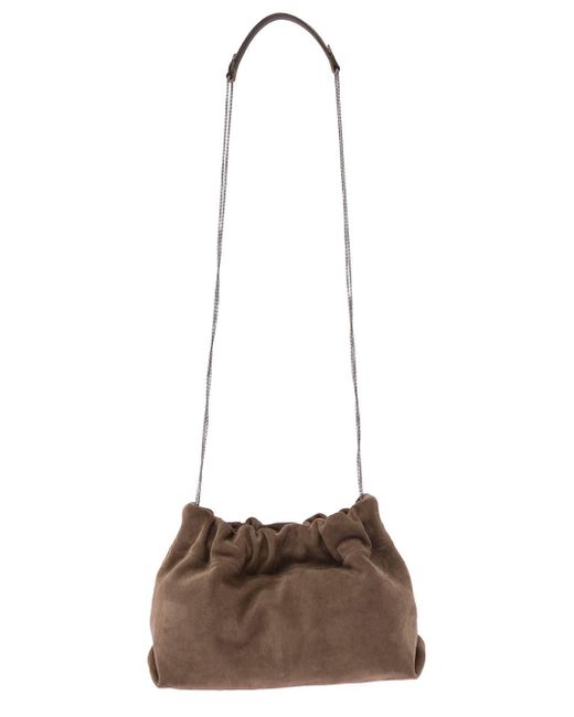 Brunello Cucinelli Brown 'Soft' Shoulder Bag With Precious Chain