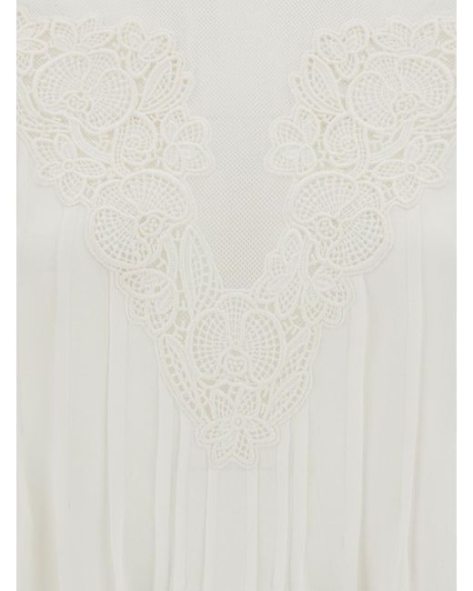 Chloé White Blouse With Tonal Embroidery