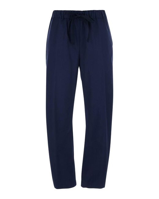 Semicouture Blue Buddy Stretch Cotton Drawstring Pants