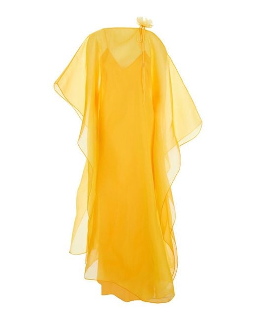 ‎Taller Marmo Yellow Sza' Caftan With Semi-Transparent Design