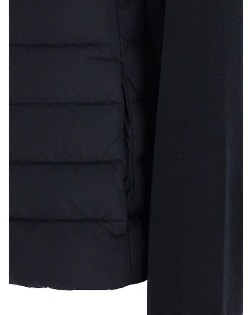 Herno Black Down Jacket With Drawstring Hood And Quilted Design