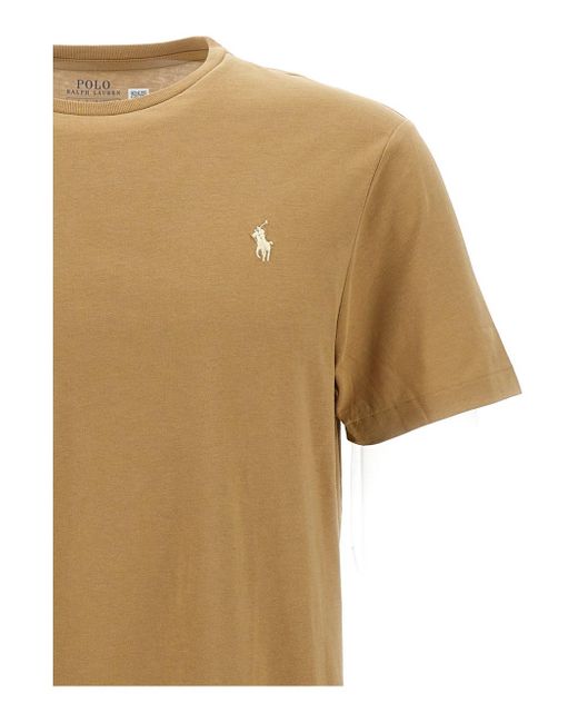Polo Ralph Lauren Natural Crewneck T-Shirt With Pony Embroidery for men