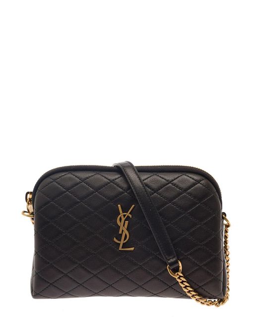 Saint Laurent Black 'Gaby' Pouch With Shoulder Strap And Carré-Quilted