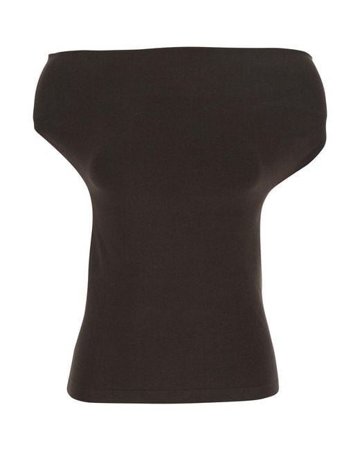 Semicouture Black Sleeveless Top With Off Shoulder