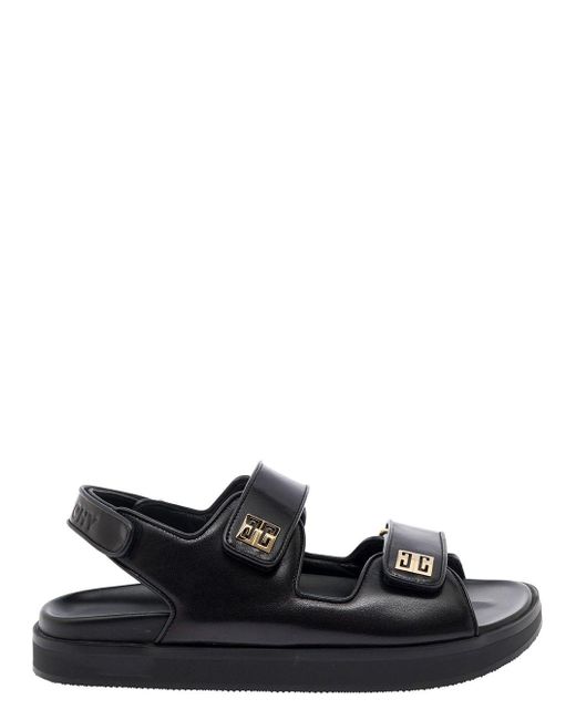 Sandalo Flat Con Cinturini E Dettaglio 4G di Givenchy in Black